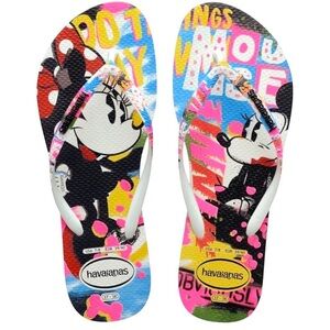 New Havaianas Womens Disney Slim Stylish Minnie Mouse Flip Flop Sand Size 6 NWT